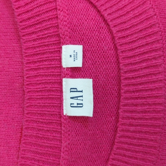 GAP Pink Stripe Crewneck Pullover Tunic Wool Sweater Size Medium - Picture 10 of 11